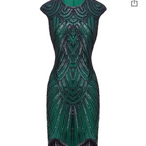 Emerald Green 1920s Flapper Dress
